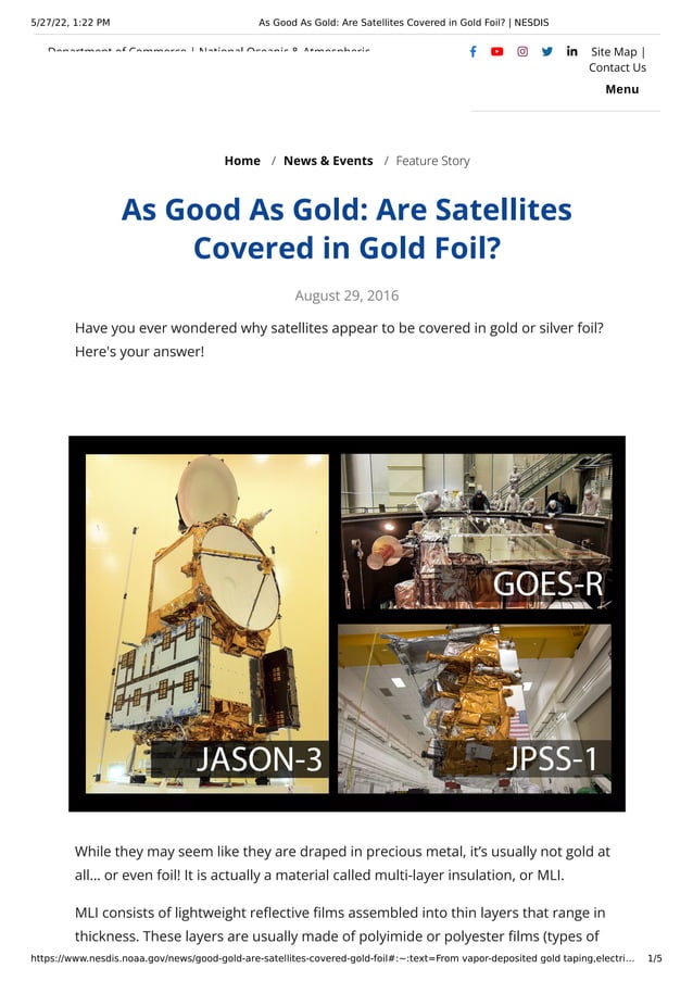 Are Satellites Covered in Gold Foil NOTES PDF
