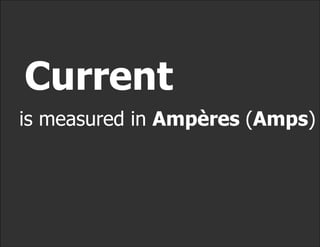 Current
is measured in Ampères (Amps)
 