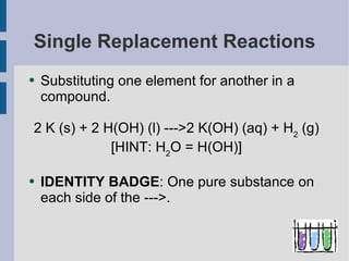 Types of Reactions: Decomposition and Single Replacement | ODP