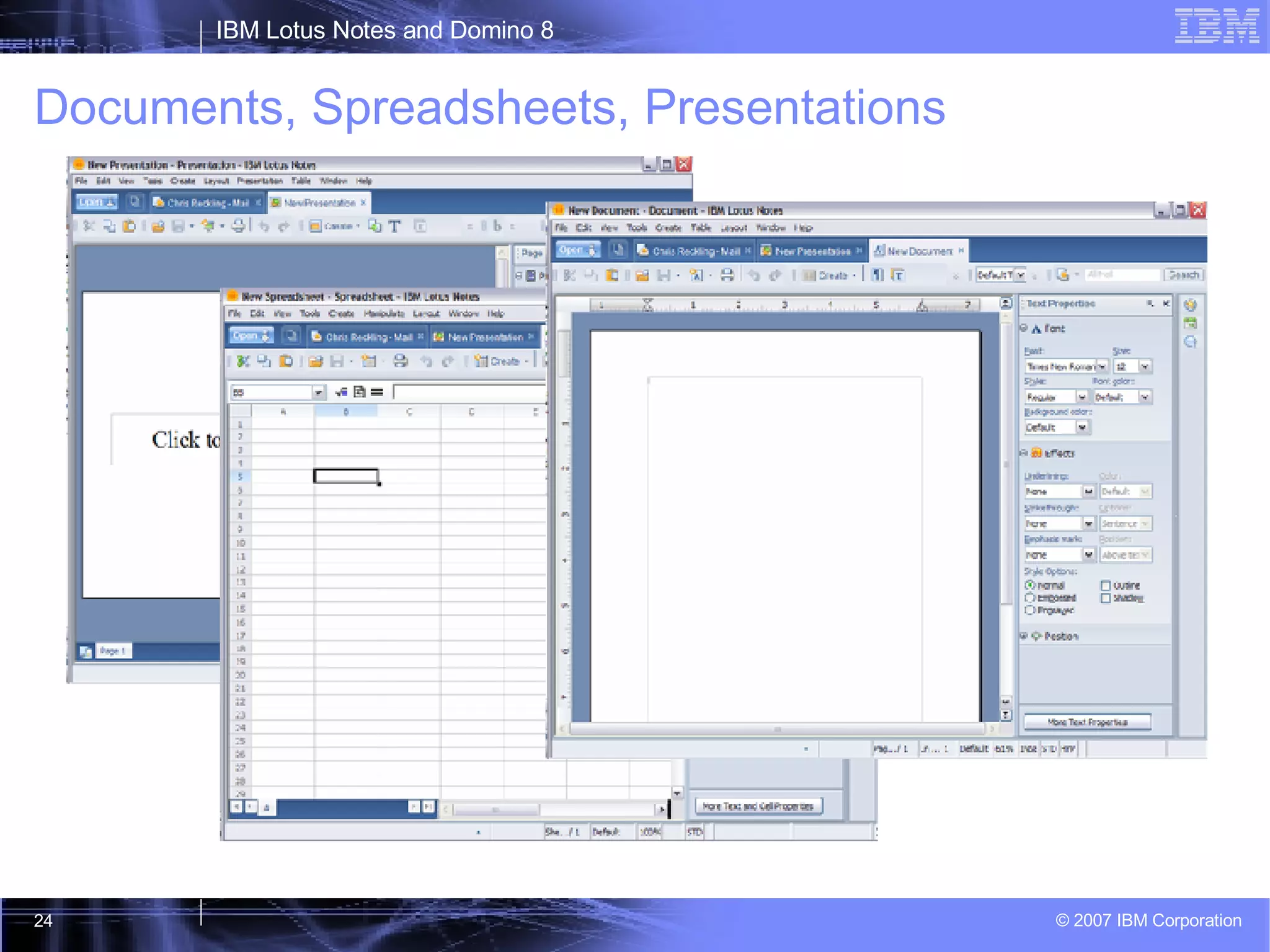 Documents, Spreadsheets, Presentations 