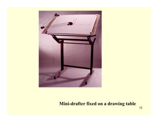 Mini-drafter fixed on a drawing table
12
 
