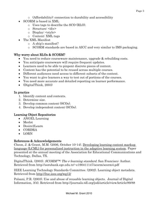 Notes For Reusable Learning Objects & SCORM | DOCX