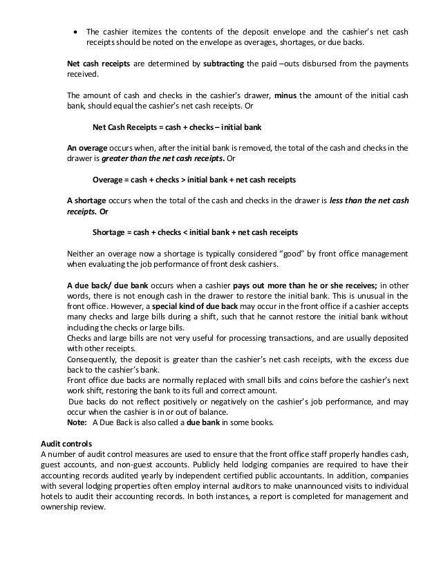 Notes Front Office Accounting System