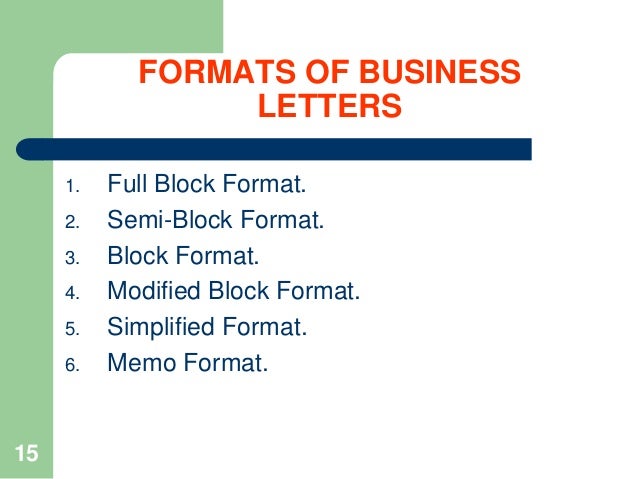 formats for business letters
