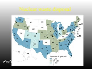 Nuclear waste disposal
Nuclear waste is stored at 125 sites in 39 states.
 