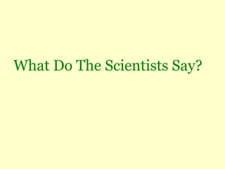 What Do The Scientists Say?
 