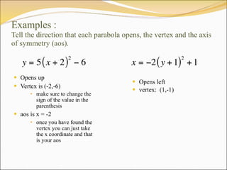 Notes parabolas | KEY