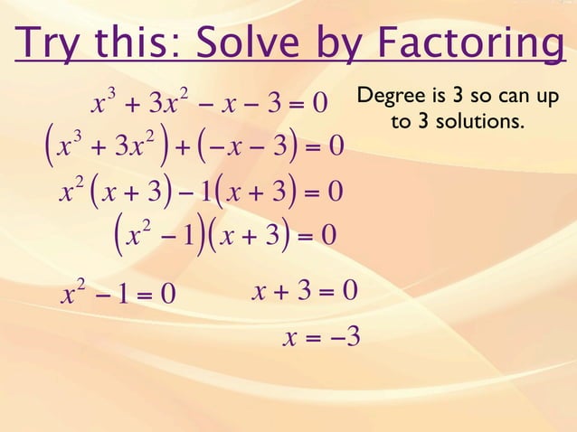 Notes solving polynomial equations | KEY