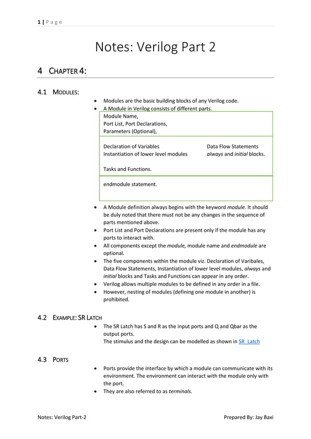 Notes: Verilog Part 2 - Modules and Ports - Structural Modeling (Gate ...