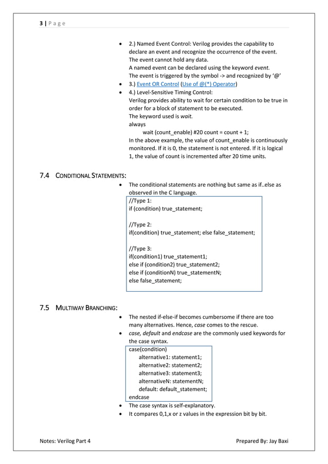 Notes: Verilog Part 4- Behavioural Modelling | PDF