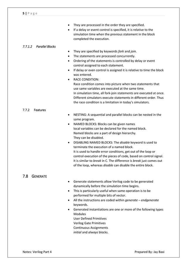 Notes: Verilog Part 4- Behavioural Modelling | PDF