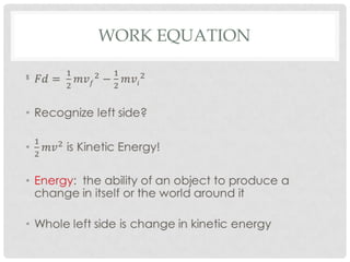 WORK EQUATION

•
 