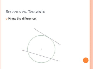 SECANTS VS. TANGENTS
   Know the difference!
 