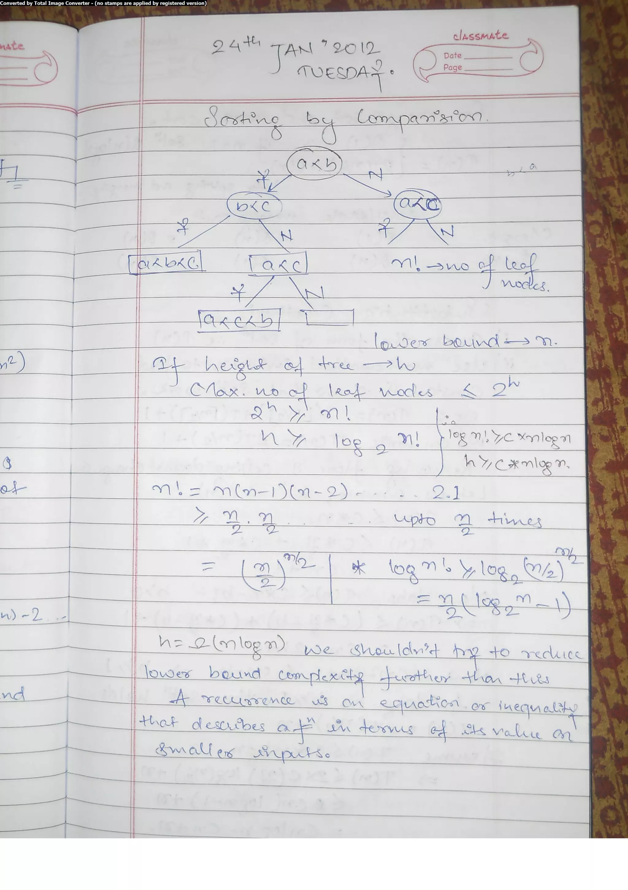 Algorithm Analysis and Design Class Notes