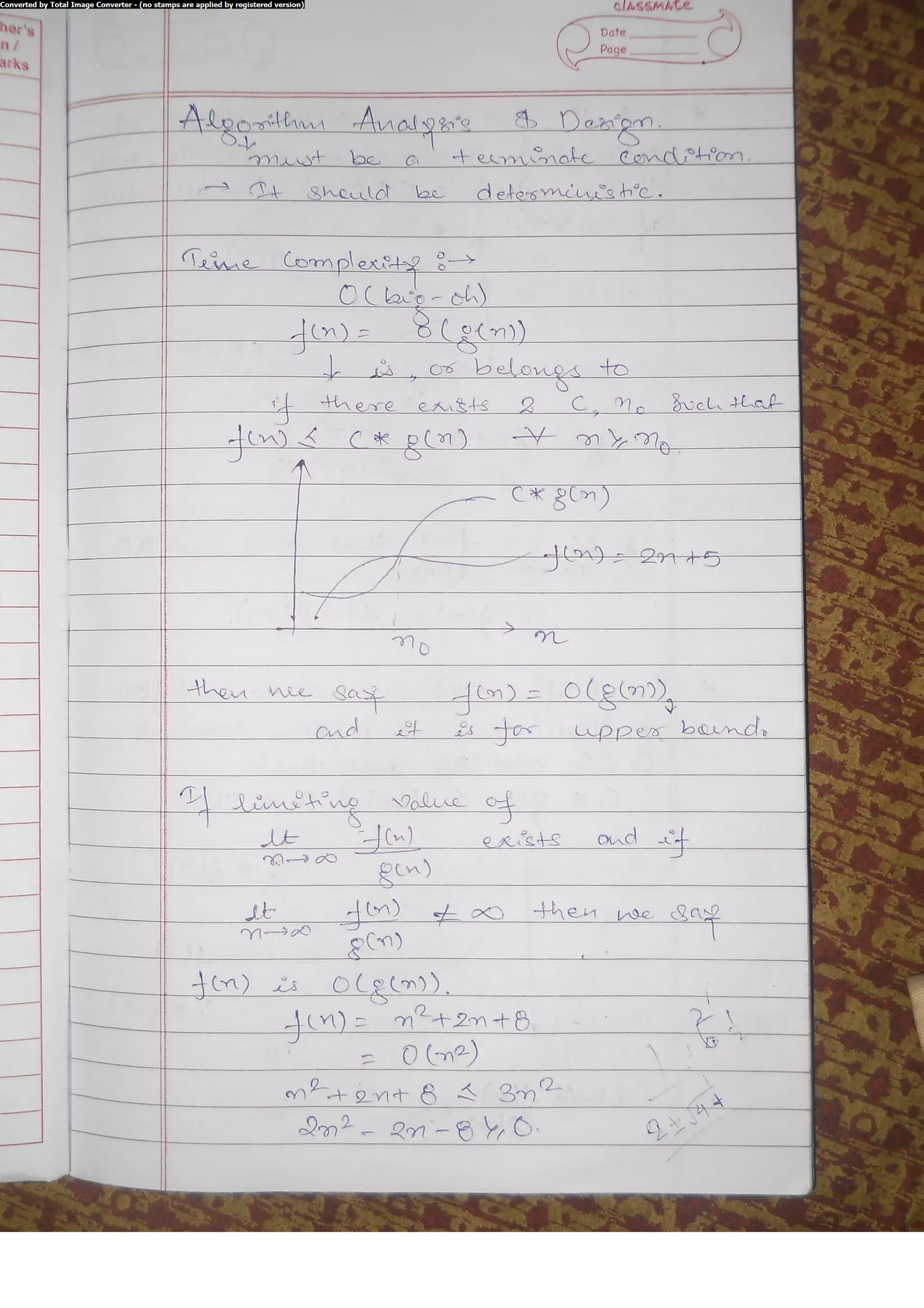 Algorithm Analysis and Design Class Notes