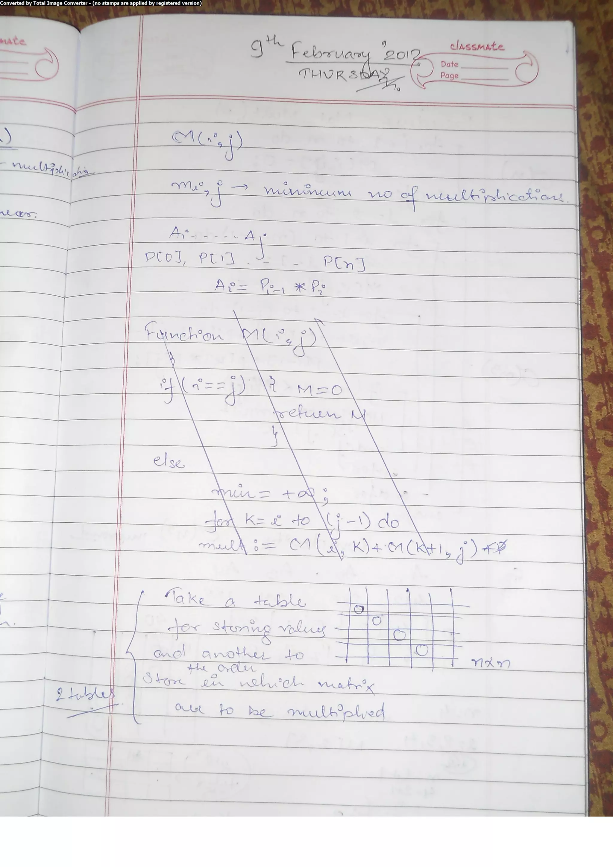 Algorithm Analysis and Design Class Notes