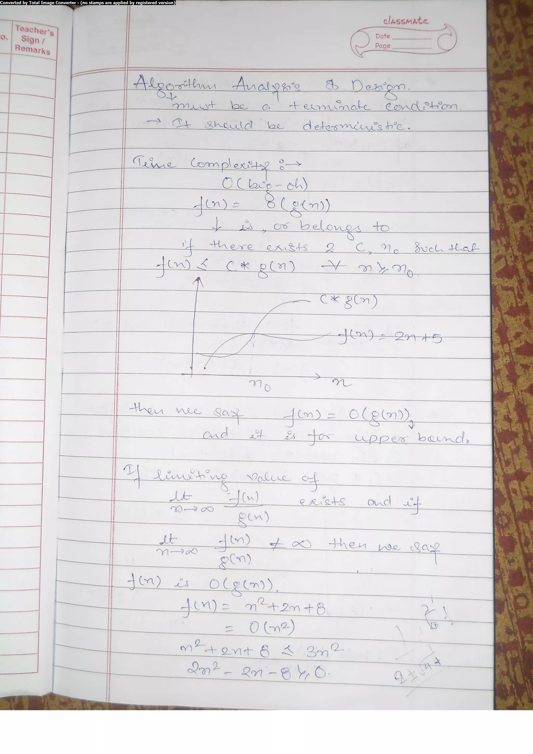 Algorithm Analysis and Design Class Notes