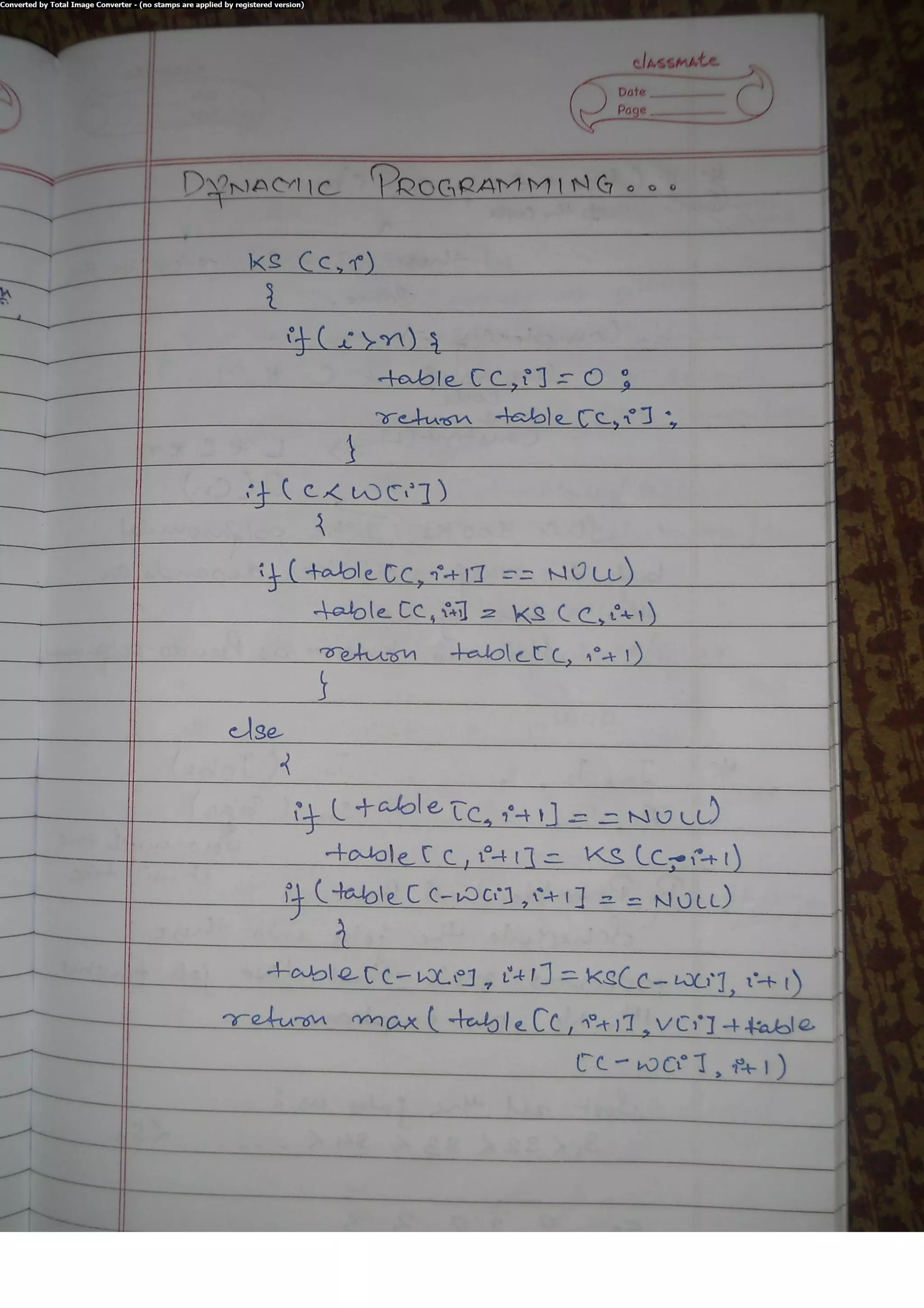 Algorithm Analysis and Design Class Notes