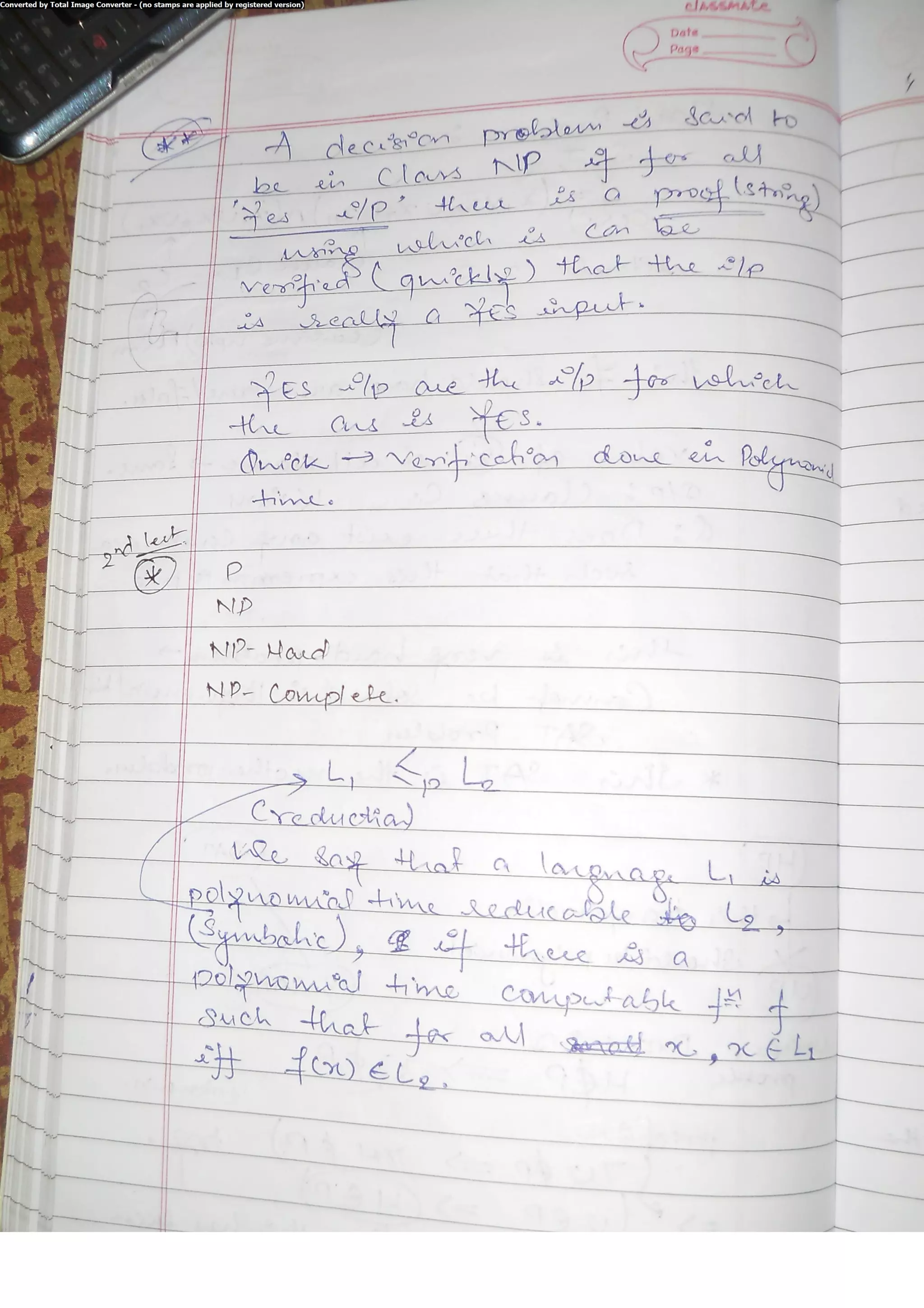 Algorithm Analysis and Design Class Notes