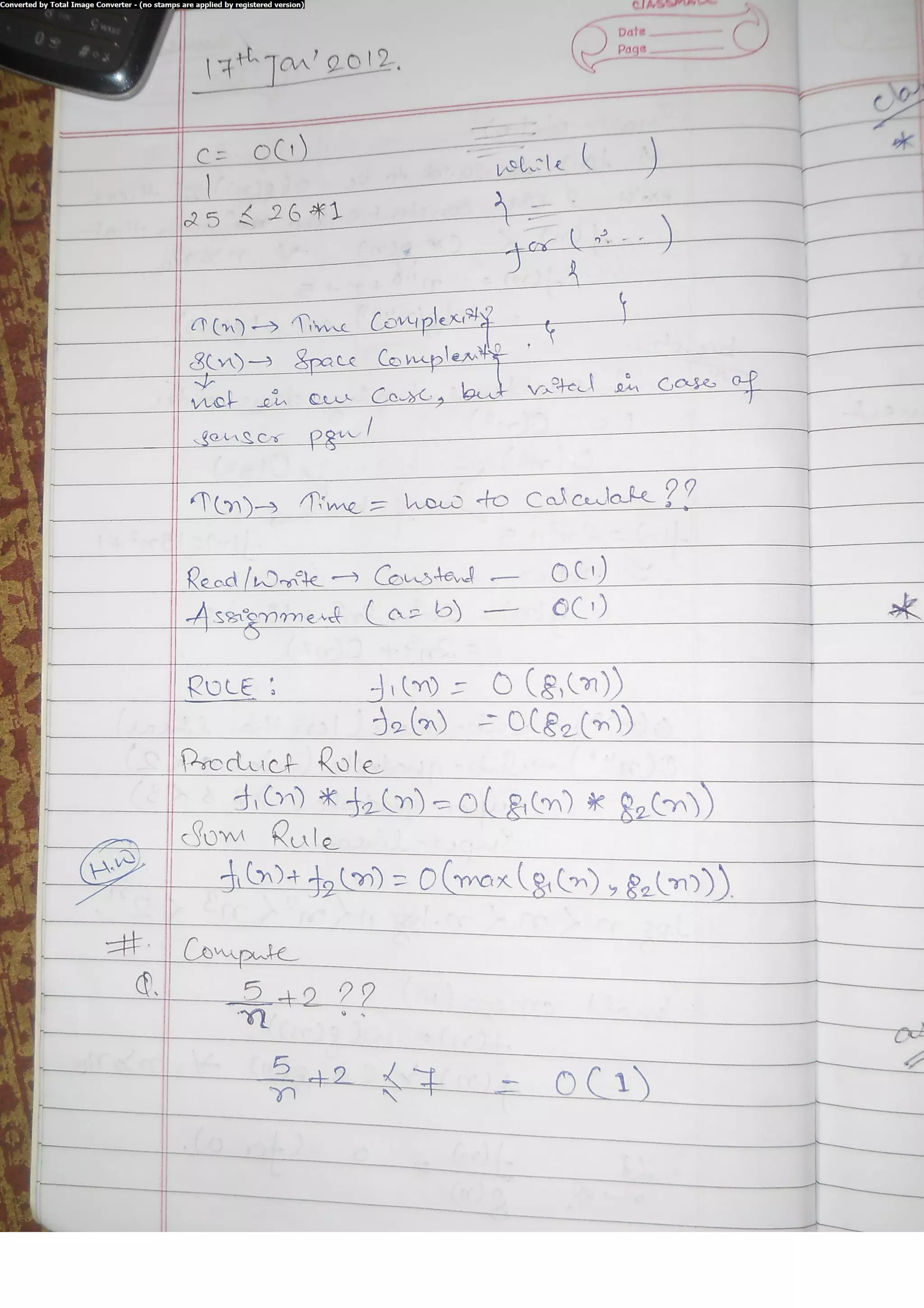 Algorithm Analysis and Design Class Notes