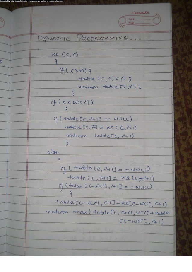 Algorithm Analysis and Design Class Notes | PDF