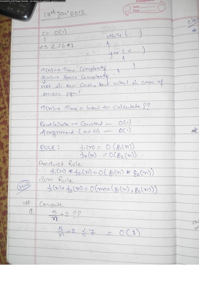 Algorithm Analysis and Design Class Notes | PDF