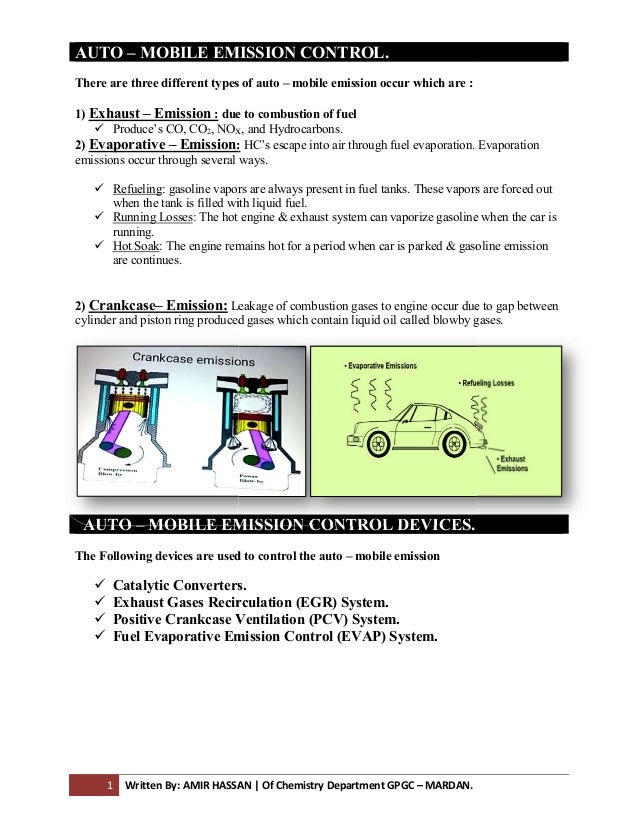 AUTO MOBILE EMISSION CONTROL