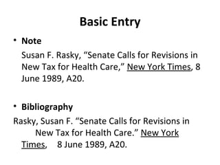 Basic Entry Note Susan F. Rasky, “Senate Calls for Revisions in New Tax for Health Care,”  New York Times , 8 June 1989, A20. Bibliography Rasky, Susan F. “Senate Calls for Revisions in  New Tax for Health Care.”  New York Times ,  8 June 1989, A20. 