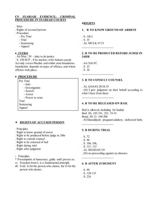 Seized Evidence Notes Syariah Evidence and Procedure. (short notes) | DOCX