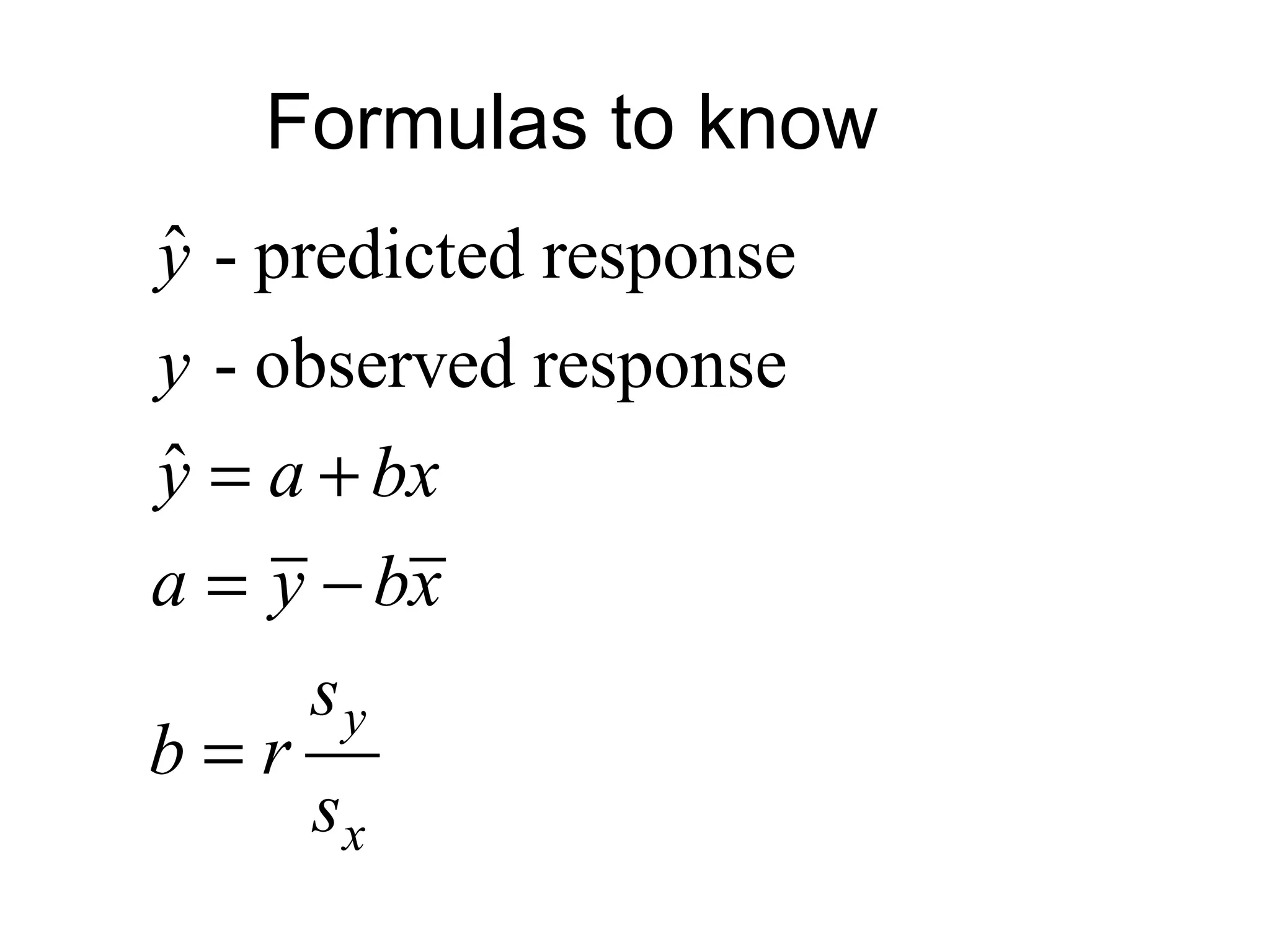 Formulas to know 