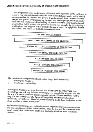 Classification schemes are a way of organising Biodiversity.
5 | P a g e
 