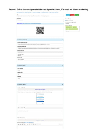 Product Editor to manage metadata about product item, it’s used for direct marketing
 