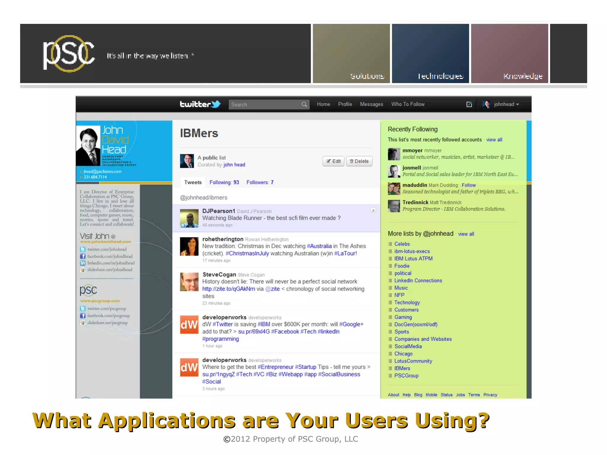 • Click to edit Master subtitle style




What Applications are Your Users Using?
                 ©2012 Property of PSC Group, LLC
 