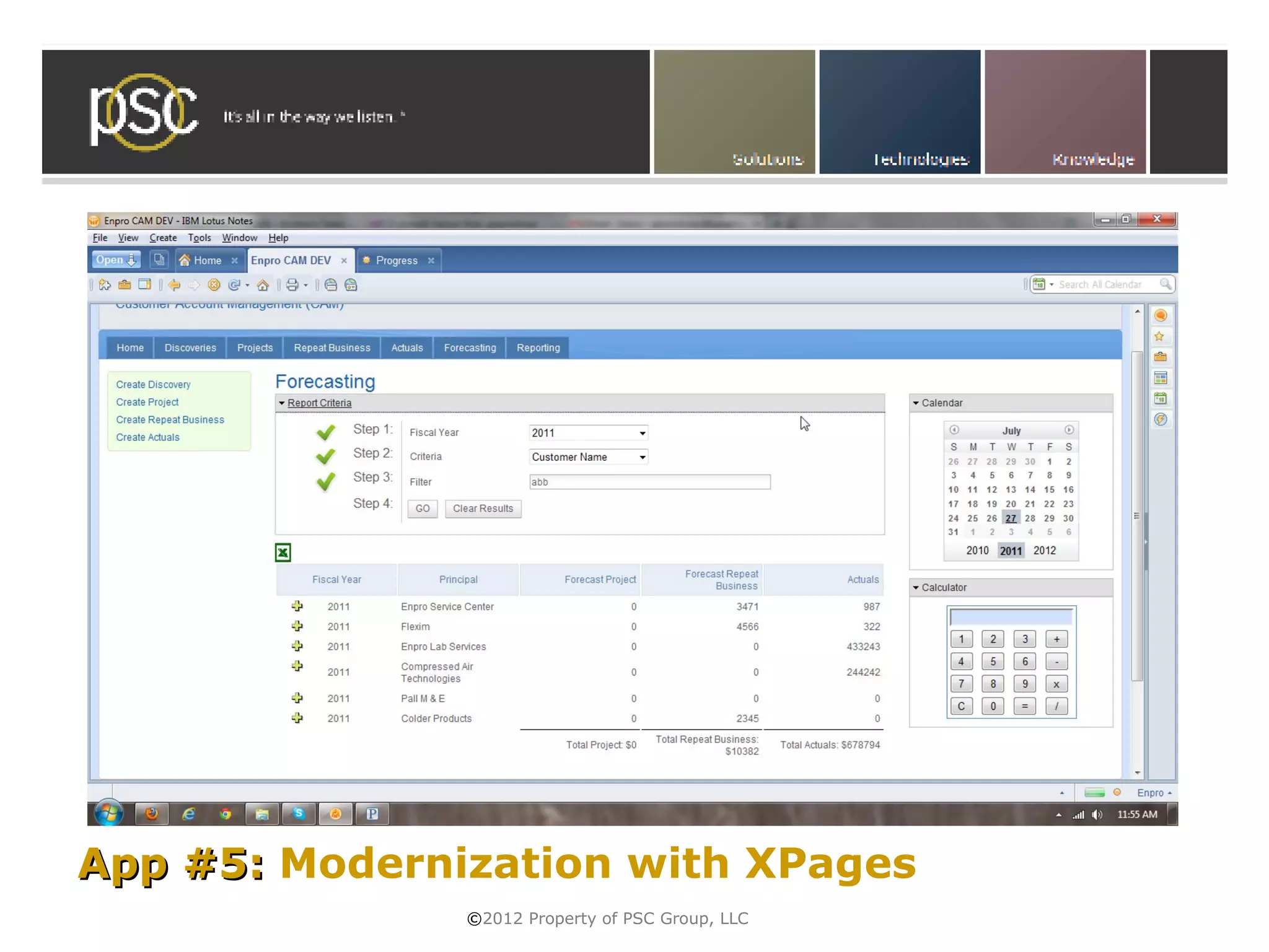 • Click to edit Master subtitle style




App #5: Modernization with XPages
                ©2012 Property of PSC Group, LLC
 