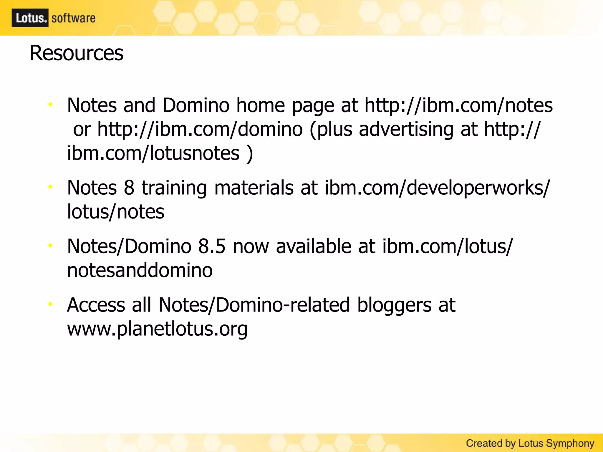 Notes Domino Symphony Strategy May2009