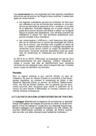 32
I.3.7 LES KEYLOGGERS (ENREGISTREURS DE TOUCHE)
 