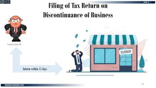 Filing of Tax Return on
Discontinuance of Business
Commissioner IR
Inform within 15 days
224
 