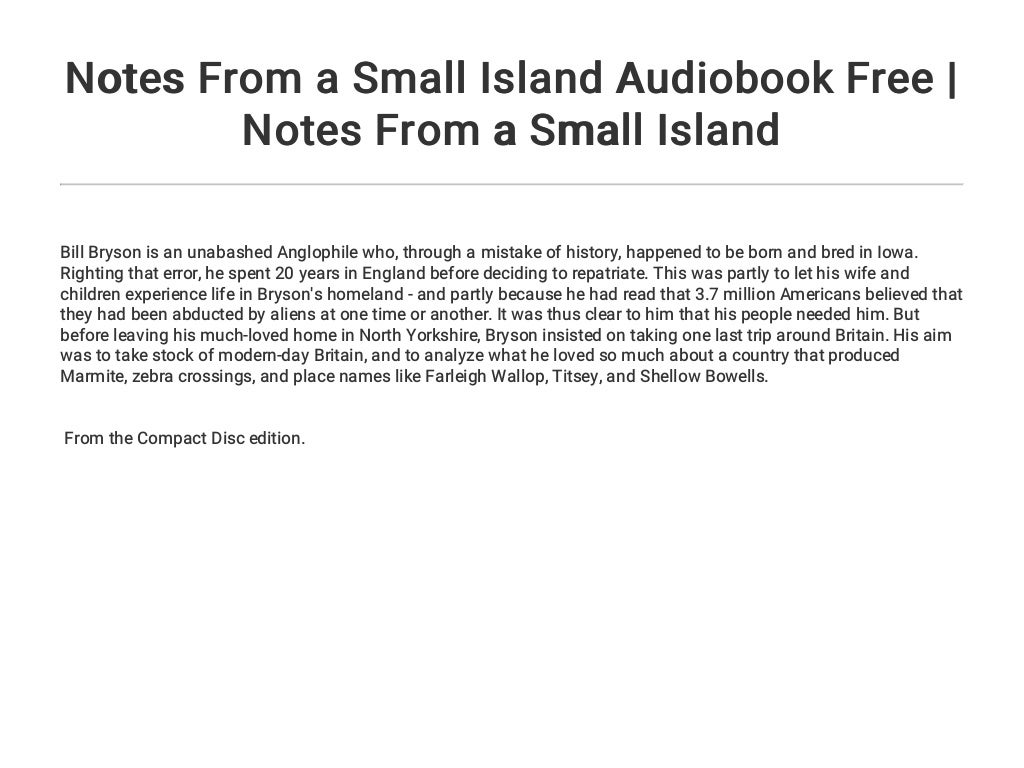 notes from a small island play