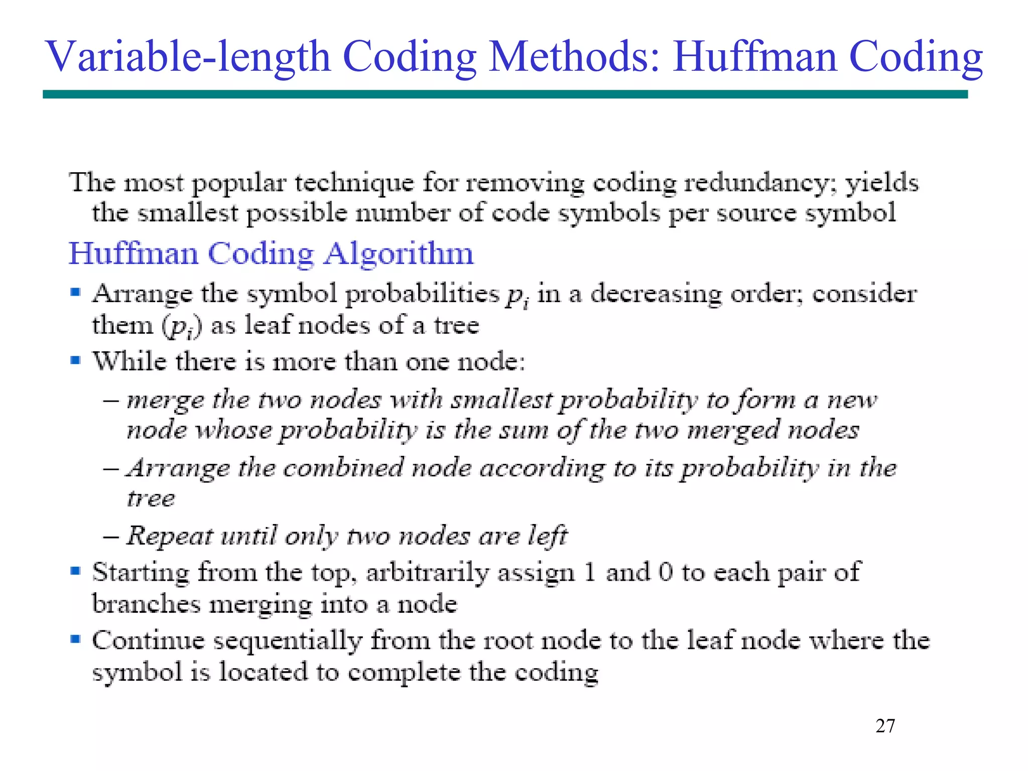 Variable-length Coding Methods: Huffman Coding 27 
