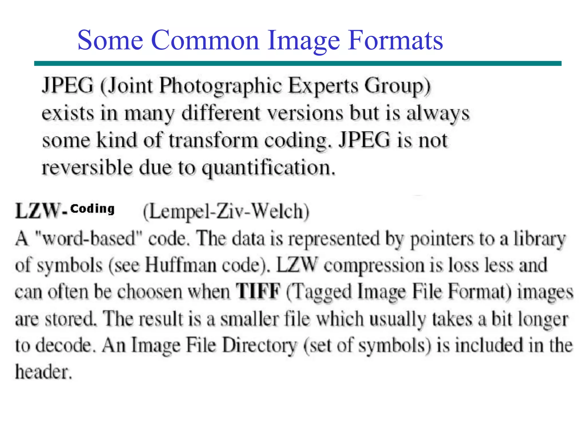 Some Common Image Formats 