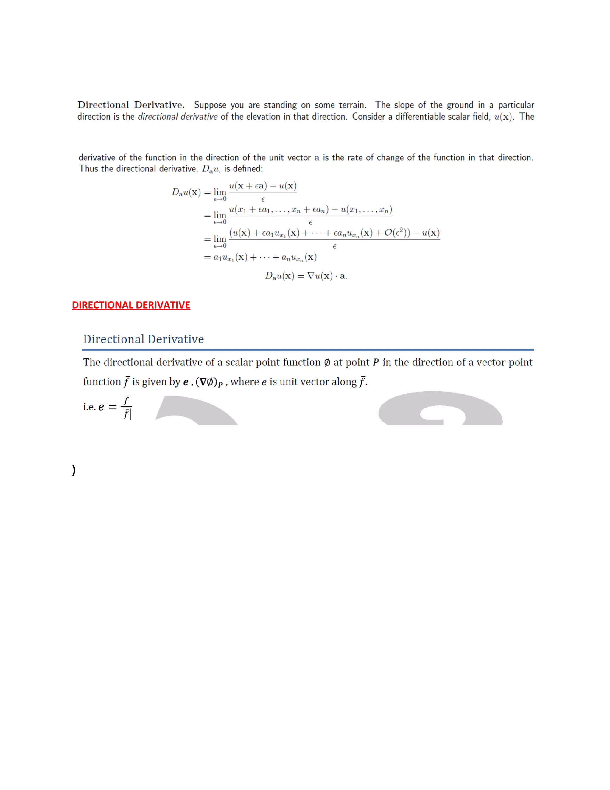 DIRECTIONAL DERIVATIVE
)
 