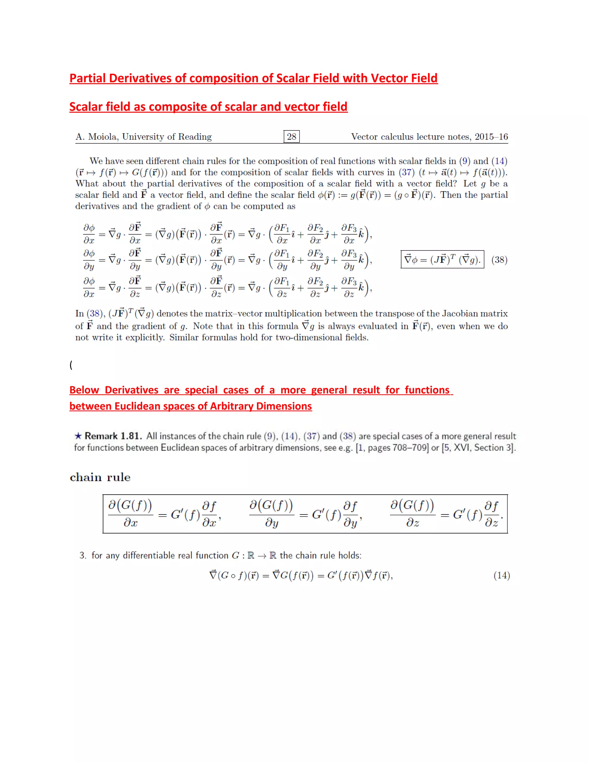 Partial Derivatives of composition of Scalar Field with Vector Field
Scalar field as composite of scalar and vector field
(
Below Derivatives are special cases of a more general result for functions
between Euclidean spaces of Arbitrary Dimensions
 
