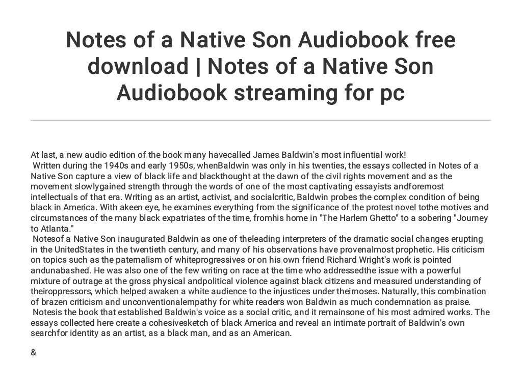 Notes of a Native Son Audiobook free download Notes of a Native Son…