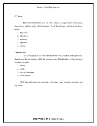 Notes of c programming  1st unit BCA I SEM Slide 14
