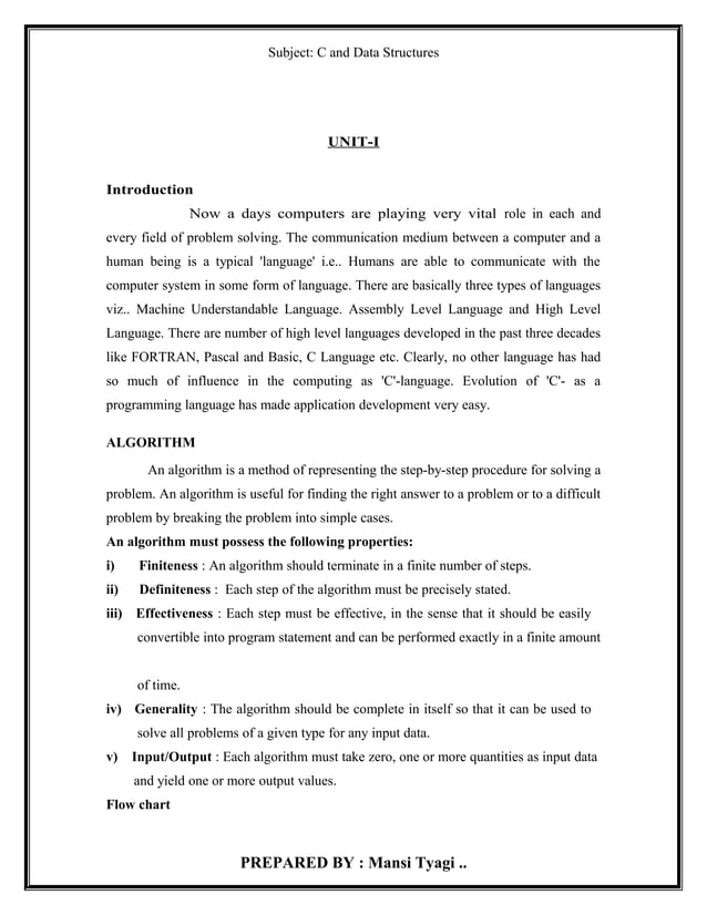 Notes of c programming 1st unit BCA I SEM | PDF