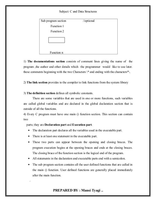 Notes of c programming 1st unit BCA I SEM