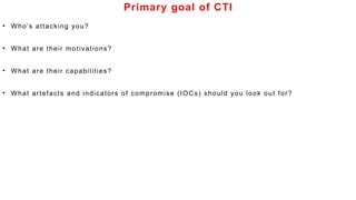 Cyber Threat Intelligence, CTI Lifecycle and CTI Framework | PPTX