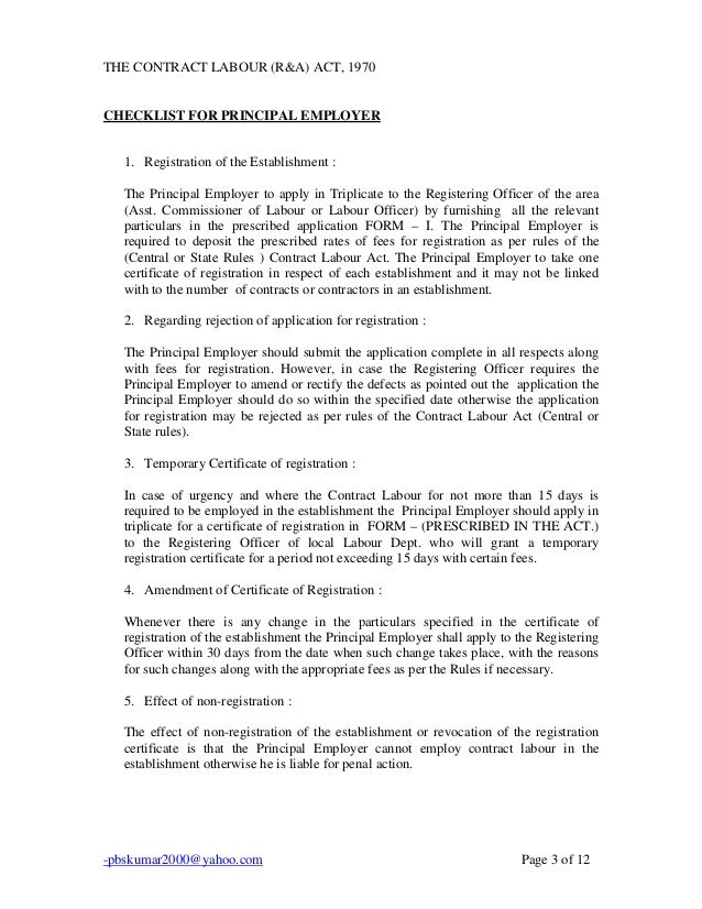 for registration labour form-i contract Notes act on labour for registration labour form-i contract Notes act on labour