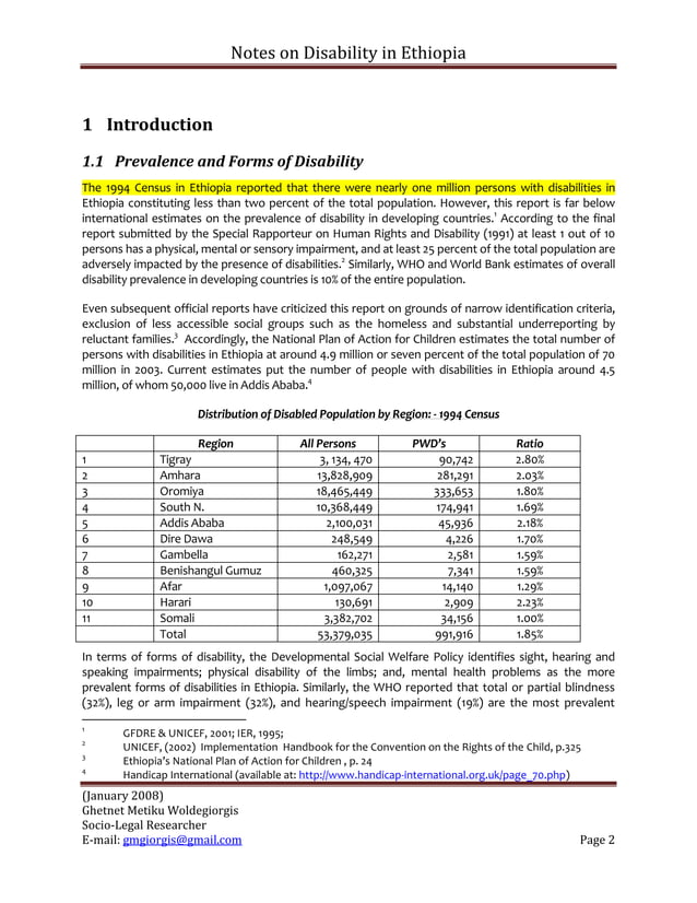 Notes on disability in ethiopia january 2008 PDF