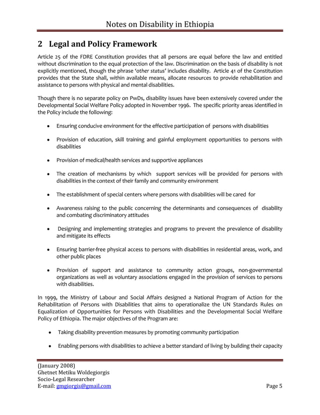 Notes on disability in ethiopia january 2008 PDF